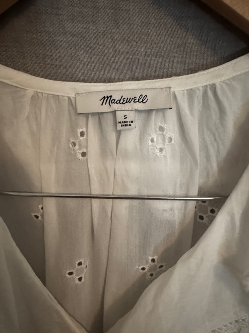 Madewell White Eyelet Ruffle Peasant Blouse - Picture 3 of 3